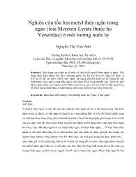 Nghiên cứu tồn lưu metyl thủy ngân trong ngao (loài Meretrix Lyrata thuộc họ Veneridae) ở môi trường nước lợ