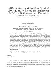 Nghiên cứu tổng hợp vật liệu gốm thủy tinh hệ CaO-MgO-SiO2 từ talc Phú Thọ và ảnh hưởng của B2O3 , Al2O3 kích thước nano đến cấu trúc và tính chất của vật liệu
