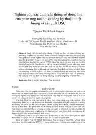 Nghiên cứu xác định các thông số động học của phản ứng tỏa nhiệt bằng kỹ thuật nhiệt lượng vi sai quét DSC