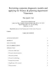 Reviewing corporate diagnostic models and applying for finance & planning departmentVinaconex