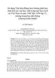 Sử dụng Văn kiện Đảng theo hướng phát huy tính tích cực của học sinh trong dạy học Lịch sử Việt Nam từ năm 1945 đến 1954 lớp 12, trường trung học phổ thông (chương trình chuẩn)
