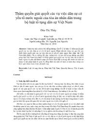 Thẩm quyền giải quyết các vụ việc dân sự có yếu tố nước ngoài của tòa án nhân dân trong bộ luật tố tụng dân sự Việt Nam