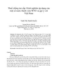 Thuế chống trợ cấp: Kinh nghiệm áp dụng của một số nước thành viên WTO và gợi ý với Việt Nam