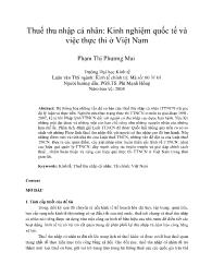 Thuế thu nhập cá nhân: Kinh nghiệm quốc tế và việc thực thi ở Việt Nam
