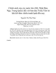 Chính sách của các nước lớn (Mỹ, Nhật Bản, Nga, Trung Quốc) đối với bán đảo Triều Tiên từ khi kết thúc chiến tranh lạnh đến nay