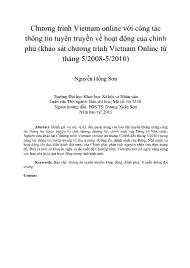 Chương trình Vietnam online với công tác thông tin tuyên truyền về hoạt động của chính phủ (khảo sát chương trình Vietnam Online từ tháng 5/2008-5/2010)