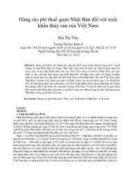 Hàng rào phi thuế quan Nhật Bản đối với xuất khẩu thủy sản của Việt Nam