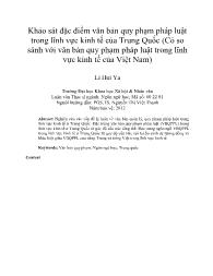 Khảo sát đặc điểm văn bản quy phạm pháp luật trong lĩnh vực kinh tế của Trung Quốc (Có so sánh với văn bản quy phạm pháp luật trong lĩnh vực kinh tế của Việt Nam)