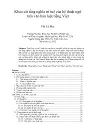 Khảo sát tầng nghĩa trí tuệ của hệ thuật ngữ trên văn bản luật tiếng Việt