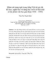 Khảo sát trạng ngữ trong tiếng Việt từ góc độ kết học, nghĩa học và dụng học (trên cứ liệu một số tác phẩm văn học giai đoạn 1930 – 1945)