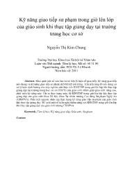 Kỹ năng giao tiếp sư phạm trong giờ lên lớp của giáo sinh khi thực tập giảng dạy tại trường trung học cơ sở