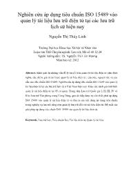 Nghiên cứu áp dụng tiêu chuẩn ISO 15489 vào quản lý tài liệu lưu trữ điện tử tại các lưu trữ lịch sử hiện nay