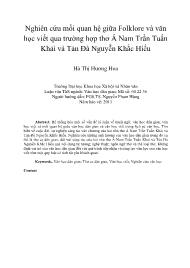 Nghiên cứu mối quan hệ giữa Folklore và văn học viết qua trường hợp thơ Á Nam Trần Tuấn Khải và Tản Đà Nguyễn Khắc Hiếu