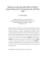 Nghiên cứu sách giáo khoa Hán văn Địa lý trong chương trình cải lương giáo dục chữ Hán 1906