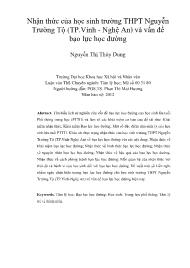 Nhận thức của học sinh trường THPT Nguyễn Trường Tộ (TP.Vinh - Nghệ An) và vấn đề bạo lực học đường