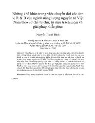 Những khó khăn trong việc chuyển đổi các đơn vị R & D của ngành năng lượng nguyên tử Việt Nam theo cơ chế tự chủ, tự chịu trách niệm và giải pháp khắc phục