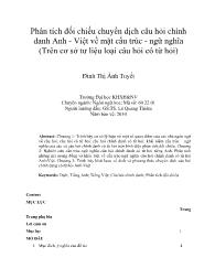 Phân tích đối chiếu chuyển dịch câu hỏi chính danh Anh - Việt về mặt cấu trúc - ngữ nghĩa (Trên cơ sở tư liệu loại câu hỏi có từ hỏi)