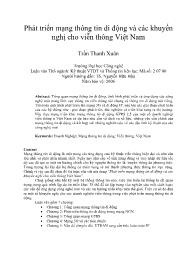 Phát triển mạng thông tin di động và các khuyến nghị cho viễn thông Việt Nam