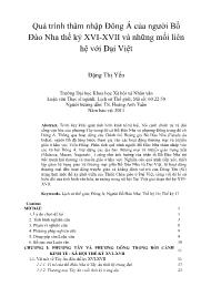 Quá trình thâm nhập Đông Á của người Bồ Đào Nha thế kỷ XVI-XVII và những mối liên hệ với Đại Việt