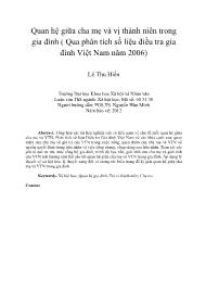 Quan hệ giữa cha mẹ và vị thành niên trong gia đình (Qua phân tích số liệu điều tra gia đình Việt Nam năm 2006)