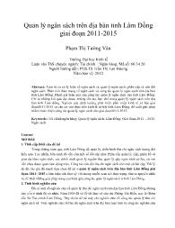 Quản lý ngân sách trên địa bàn tỉnh Lâm Đồng giai đoạn 2011-2015