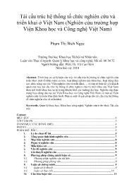 Tái cấu trúc hệ thống tổ chức nghiên cứu và triển khai ở Việt Nam (Nghiên cứu trường hợp Viện Khoa học và Công nghệ Việt Nam)