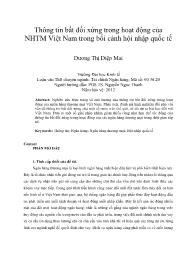 Thông tin bất đối xứng trong hoạt động của NHTM Việt Nam trong bối cảnh hội nhập quốc tế