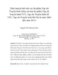 Tính chuyên biệt trên các ấn phẩm Tạp chí Truyền hình (khảo sát trên ấn phẩm Tạp chí Truyền hình VTV, Tạp chí Truyền hình Số VTC, Tạp chí Truyền hình Hà Nội từ năm 2009 đến năm 2011)