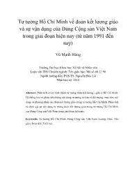 Tư tưởng Hồ Chí Minh về đoàn kết lương giáo và sự vận dụng của Đảng Cộng sản Việt Nam trong giai đoạn hiện nay (từ năm 1991 đến nay)