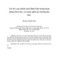 Vai trò của chính sách định biên trong hoạt động khoa học và công nghệ tại trường đại học