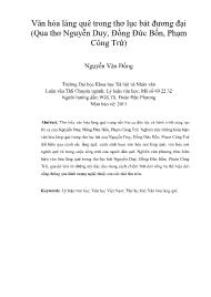 Văn hóa làng quê trong thơ lục bát đương đại (Qua thơ Nguyễn Duy, Đồng Đức Bốn, Phạm Công Trứ)