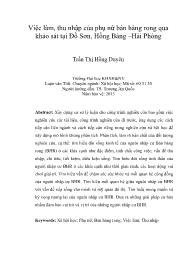 Việc làm, thu nhập của phụ nữ bán hàng rong qua khảo sát tại Đồ Sơn, Hồng Bàng –Hải Phòng