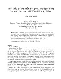 Xuất khẩu dịch vụ viễn thông và Công nghệ thông tin trong bối cảnh Việt Nam hội nhập WTO